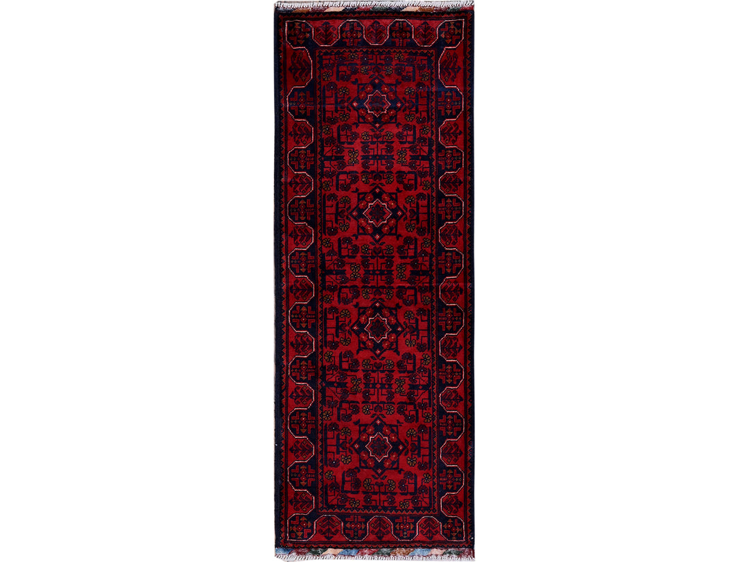 1'9" x 4'10" New Hand Knotted Red Wool Runner Oriental Rug - MOA102751