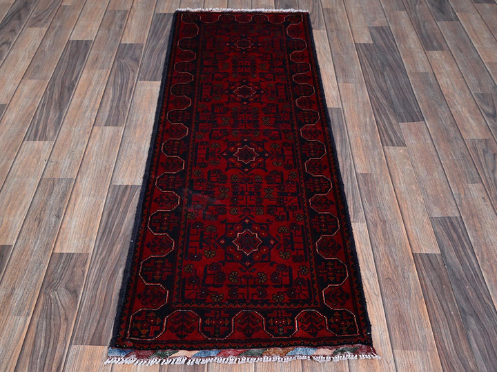 1'9" x 4'10" New Hand Knotted Red Wool Runner Oriental Rug - MOA102751