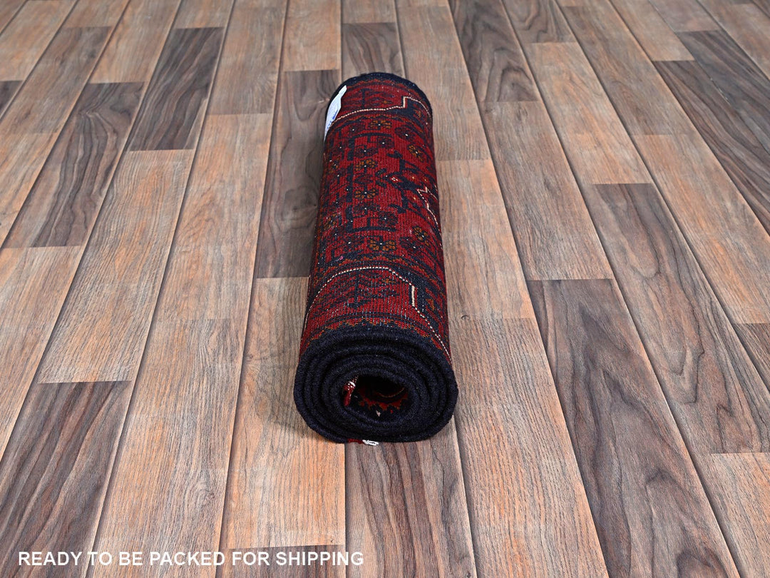 1'9" x 4'10" New Hand Knotted Red Wool Runner Oriental Rug - MOA102751