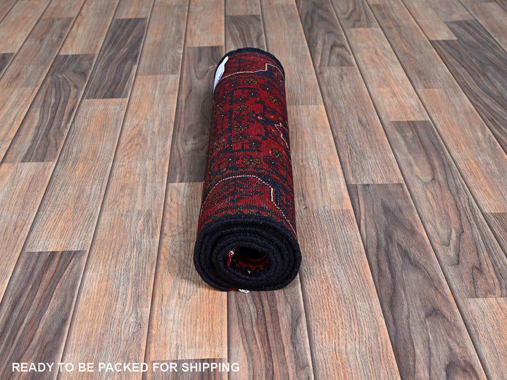 1'9" x 4'10" New Hand Knotted Red Wool Runner Oriental Rug - MOA102751