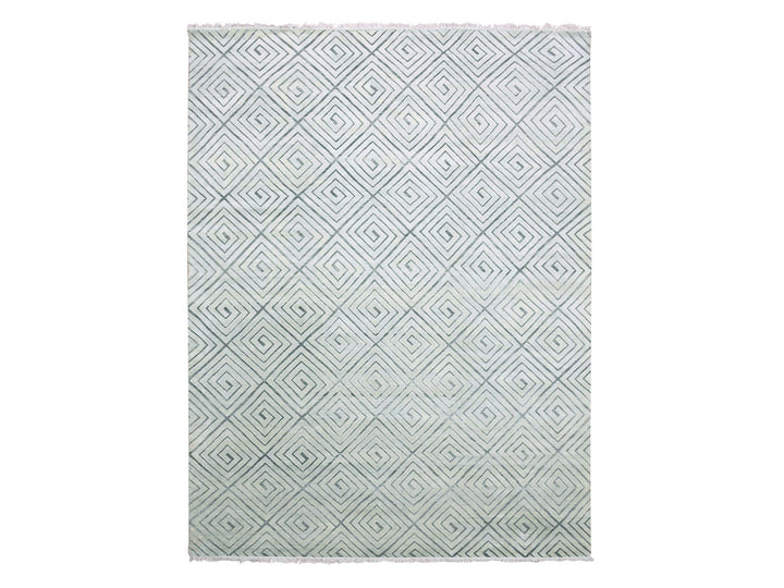 9'0" x 12'1" New Hand Knotted Ivory Silk Rectangle Oriental Rug - MOA10275200
