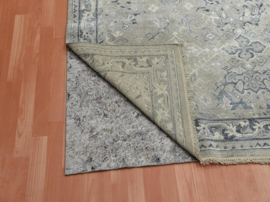 8'2" x 9'10" New Hand Knotted Grey Wool Rectangle Oriental Rug - MOA10275206