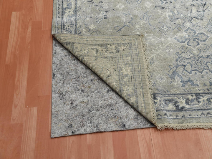 8'2" x 9'10" New Hand Knotted Grey Wool Rectangle Oriental Rug - MOA10275206
