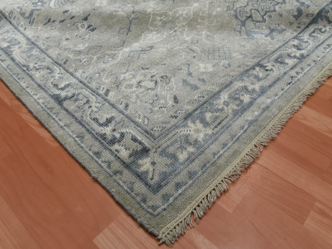 8'2" x 9'10" New Hand Knotted Grey Wool Rectangle Oriental Rug - MOA10275206