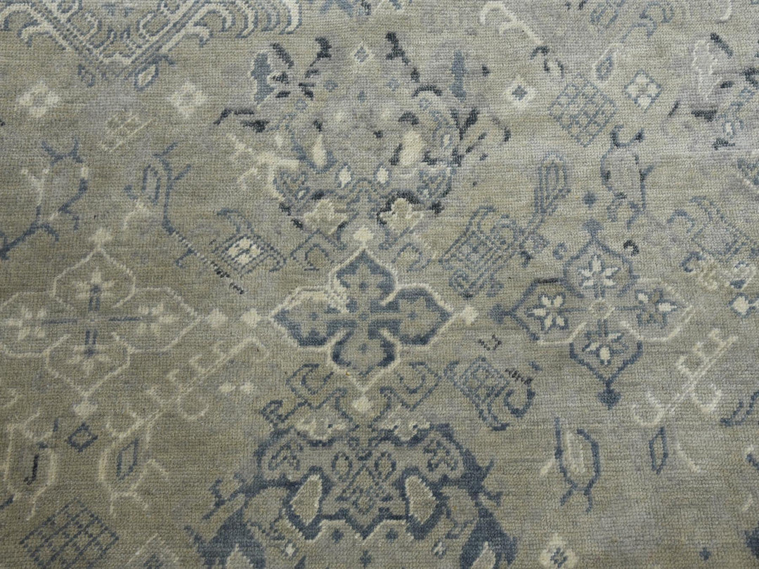 8'2" x 9'10" New Hand Knotted Grey Wool Rectangle Oriental Rug - MOA10275206