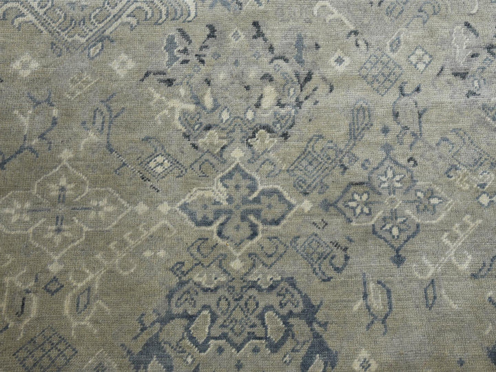 8'2" x 9'10" New Hand Knotted Grey Wool Rectangle Oriental Rug - MOA10275206