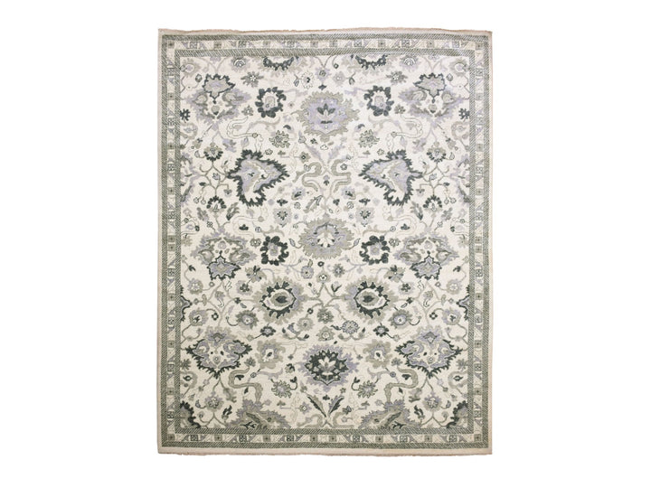 8'2" x 10'5" New Hand Knotted Ivory Wool Rectangle Oriental Rug - MOA10275207