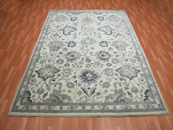 8'2" x 10'5" New Hand Knotted Ivory Wool Rectangle Oriental Rug - MOA10275207