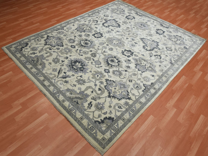 8'2" x 10'5" New Hand Knotted Ivory Wool Rectangle Oriental Rug - MOA10275207