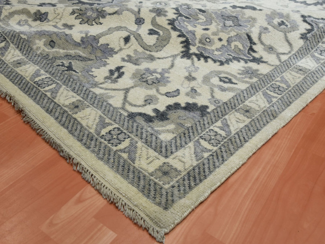 8'2" x 10'5" New Hand Knotted Ivory Wool Rectangle Oriental Rug - MOA10275207