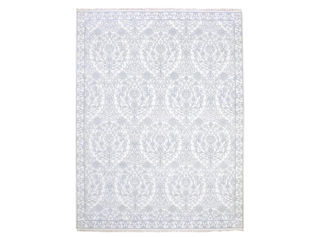 9'4" x 11'9" New Hand Knotted Ivory Cotton Rectangle Oriental Rug - MOA10275214