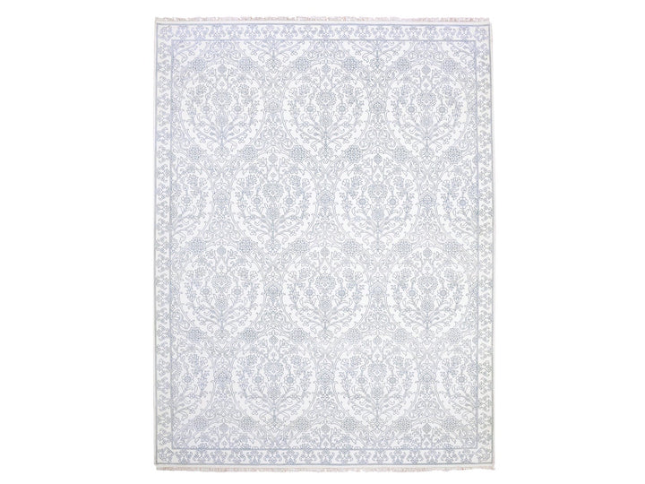 9'4" x 11'9" New Hand Knotted Ivory Cotton Rectangle Oriental Rug - MOA10275214