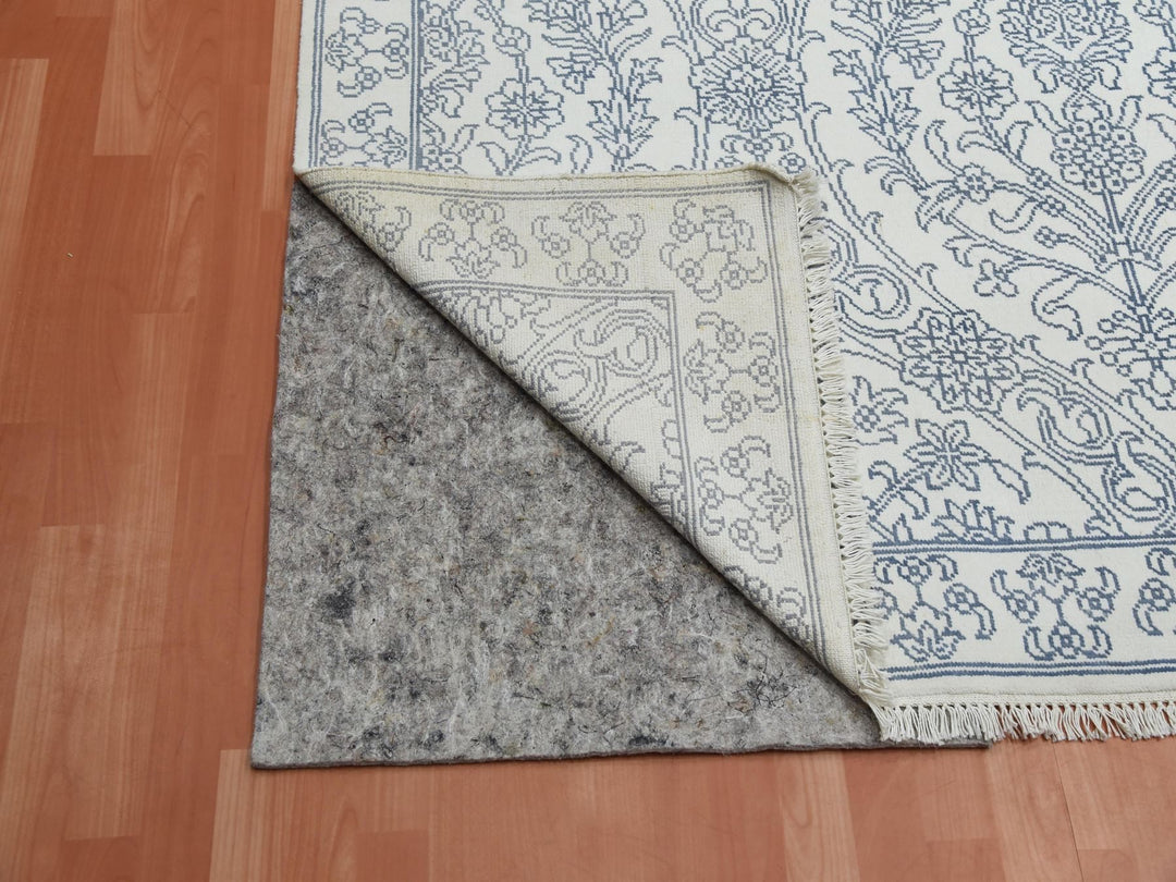 9'4" x 11'9" New Hand Knotted Ivory Cotton Rectangle Oriental Rug - MOA10275214
