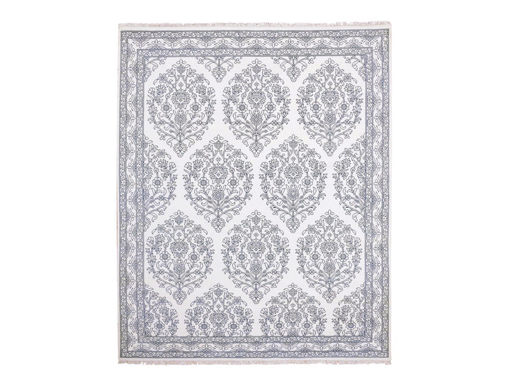 8'0" x 9'9" New Hand Knotted Ivory Cotton Rectangle Oriental Rug - MOA10275215