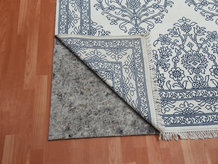 8'0" x 9'9" New Hand Knotted Ivory Cotton Rectangle Oriental Rug - MOA10275215