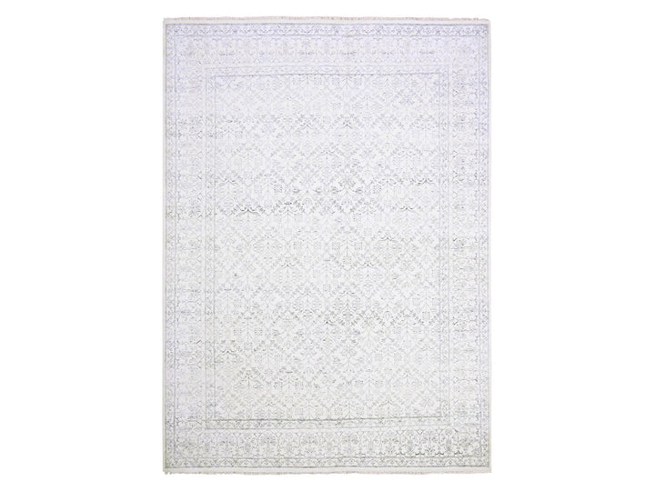 9'1" x 11'10" New Hand Knotted Ivory Cotton Rectangle Oriental Rug - MOA10275217