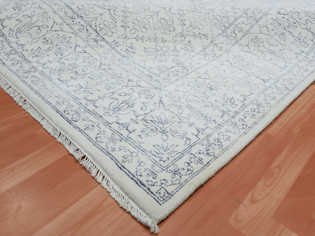 9'1" x 11'10" New Hand Knotted Ivory Cotton Rectangle Oriental Rug - MOA10275217