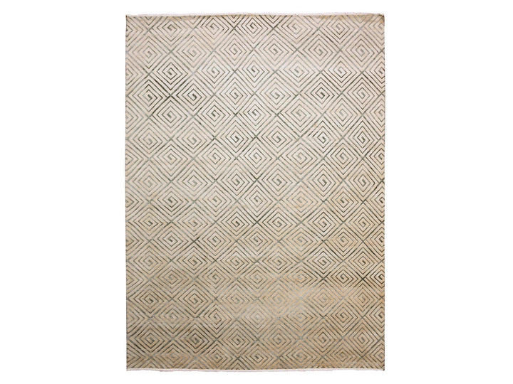 9'10" x 14'1" New Hand Knotted Ivory Silk Rectangle Oriental Rug - MOA10275220