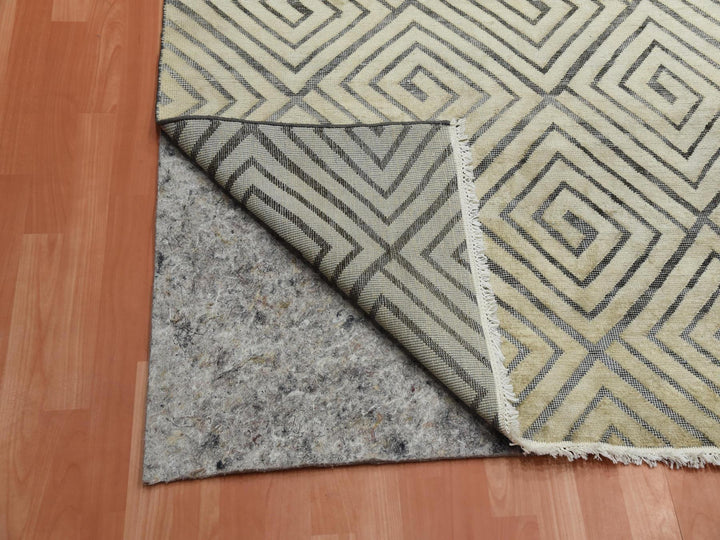 9'10" x 14'1" New Hand Knotted Ivory Silk Rectangle Oriental Rug - MOA10275220