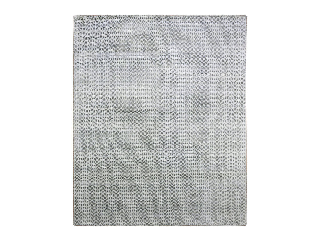 8'0" x 10'0" New Hand Knotted Ivory Wool & Silk Rectangle Oriental Rug - MOA10275222