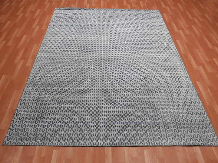 8'0" x 10'0" New Hand Knotted Ivory Wool & Silk Rectangle Oriental Rug - MOA10275222