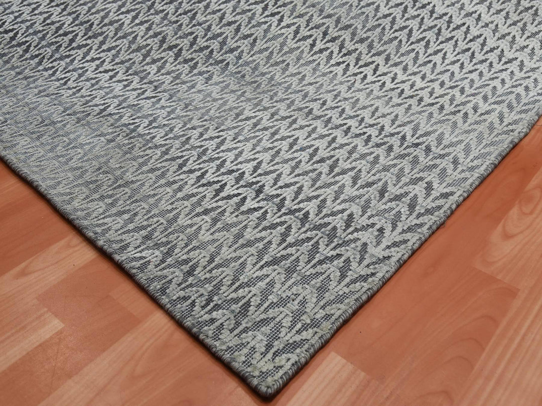 8'0" x 10'0" New Hand Knotted Ivory Wool & Silk Rectangle Oriental Rug - MOA10275222