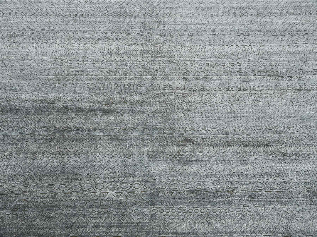 8'10" x 8'8" New Hand Knotted Grey Silk Rectangle Oriental Rug - MOA10275223