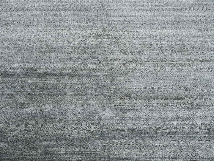 8'10" x 8'8" New Hand Knotted Grey Silk Rectangle Oriental Rug - MOA10275223