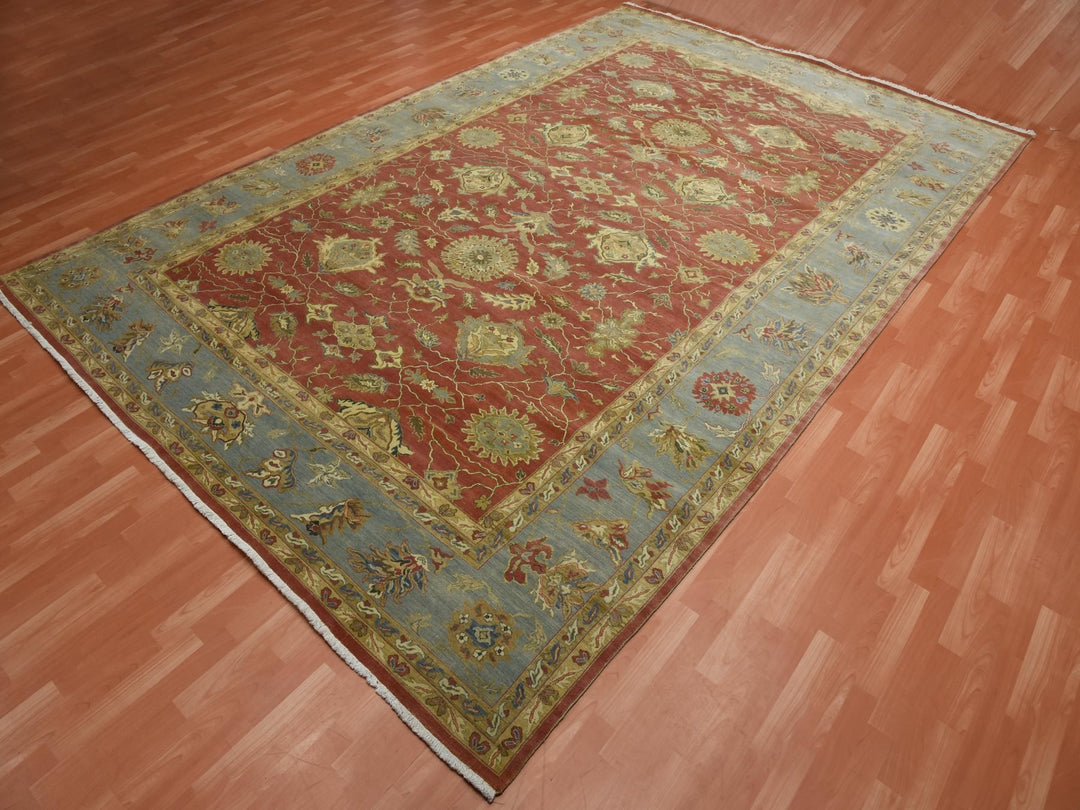 9'10" x 15'4" New Hand Knotted Red Wool Rectangle Oriental Rug - MOA10275228