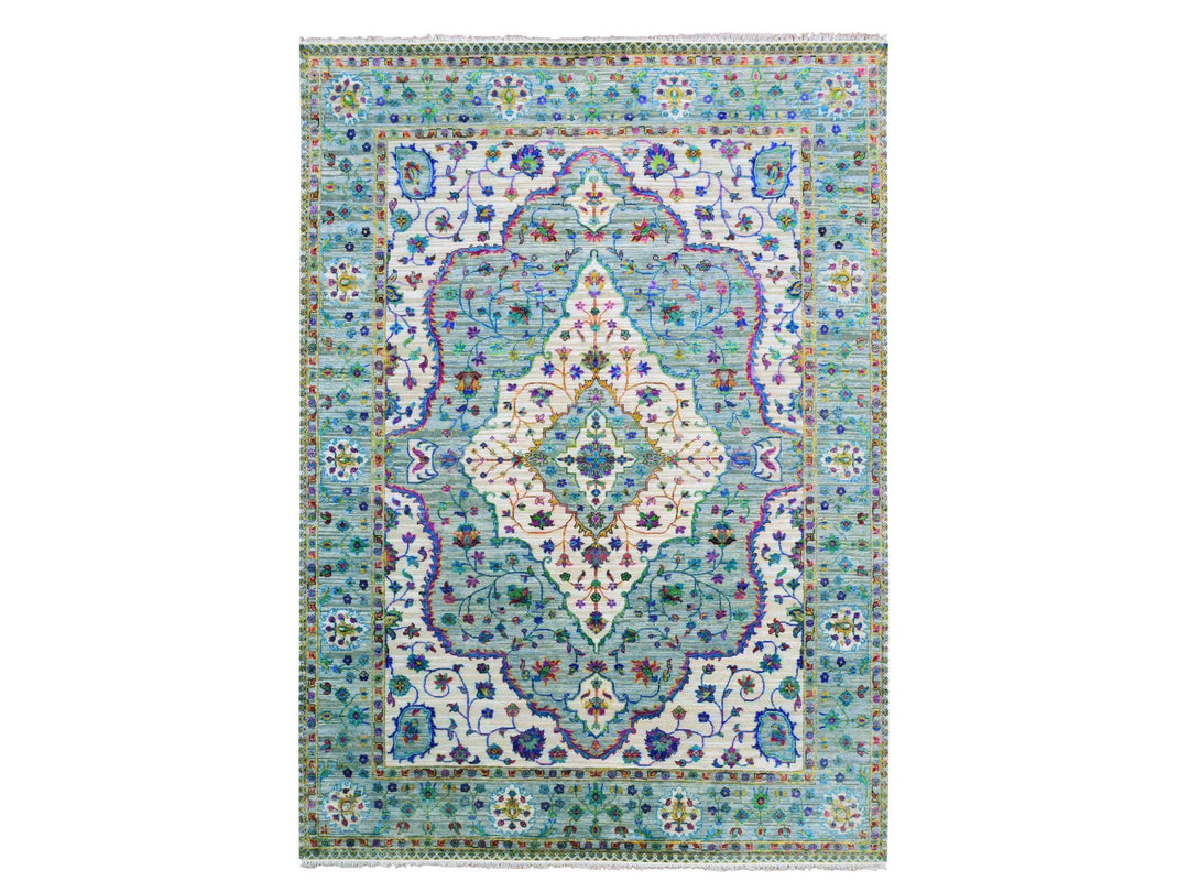 8'8" x 12'0" New Hand Knotted Grey Silk Rectangle Oriental Rug - MOA10275233