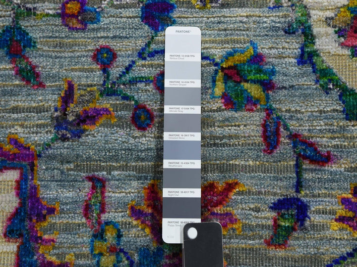 8'8" x 12'0" New Hand Knotted Grey Silk Rectangle Oriental Rug - MOA10275233