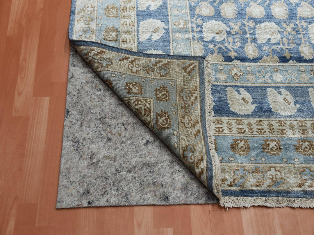 8'9" x 12'0" New Hand Knotted Blue Silk Rectangle Oriental Rug - MOA10275242