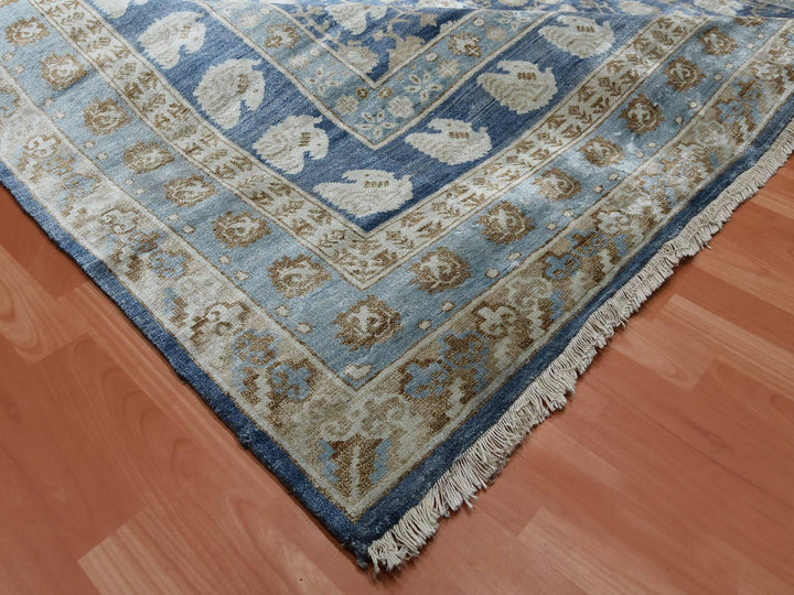 8'9" x 12'0" New Hand Knotted Blue Silk Rectangle Oriental Rug - MOA10275242