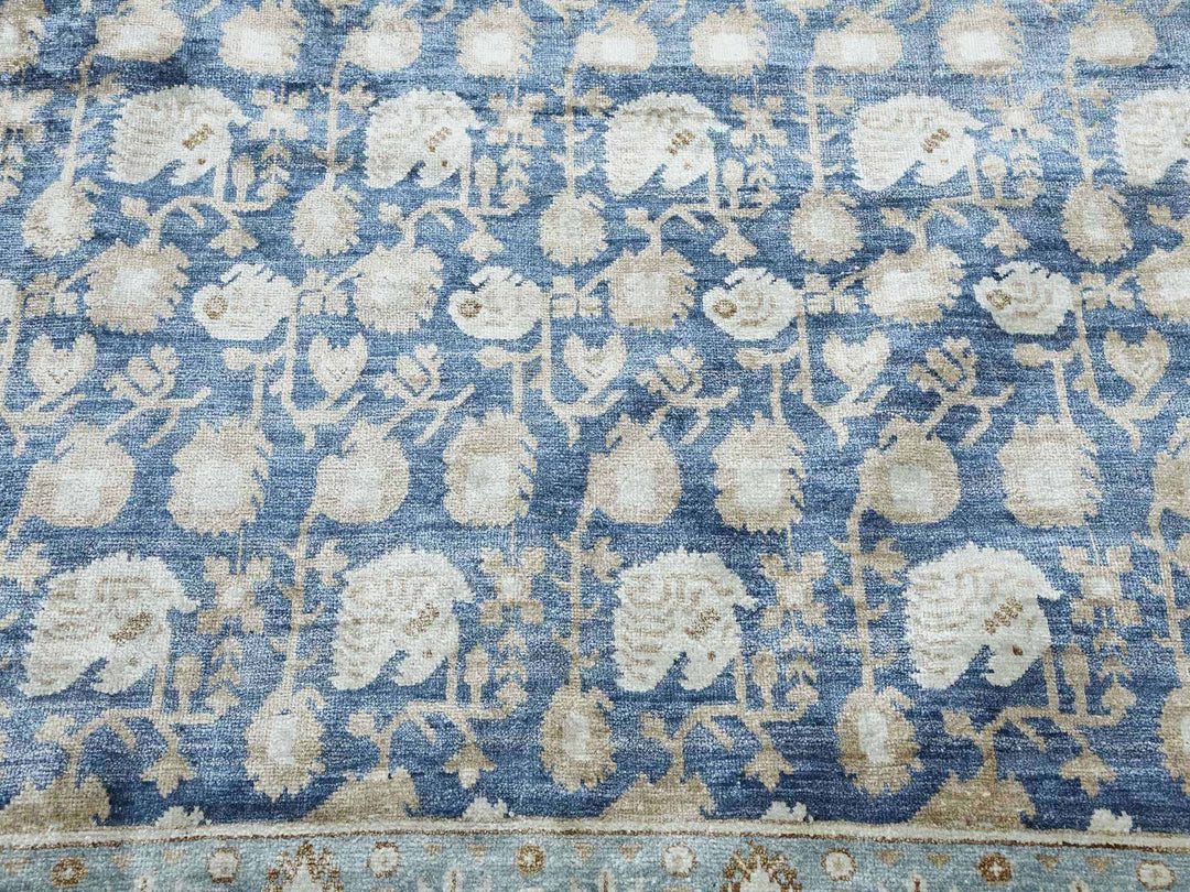 8'9" x 12'0" New Hand Knotted Blue Silk Rectangle Oriental Rug - MOA10275242