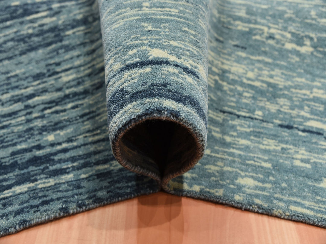 10'1" x 14'1" New Hand Knotted Blue Wool Rectangle Oriental Rug - MOA10275249
