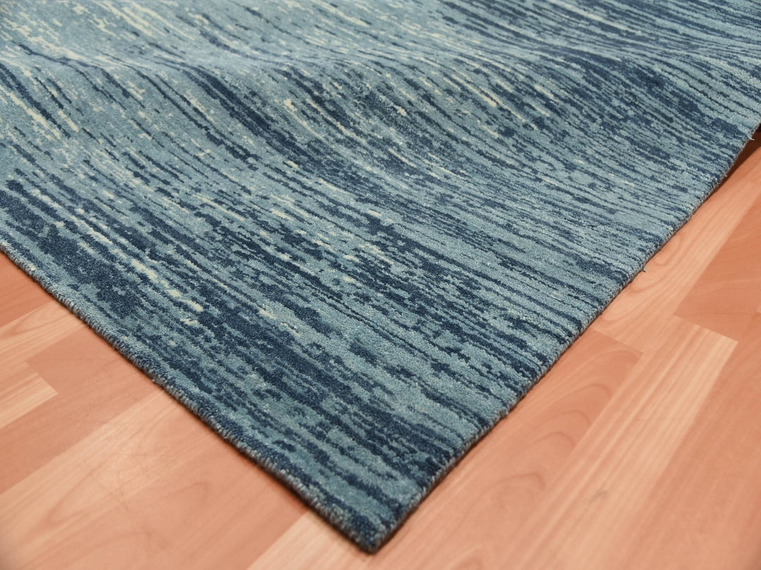 10'1" x 14'1" New Hand Knotted Blue Wool Rectangle Oriental Rug - MOA10275249
