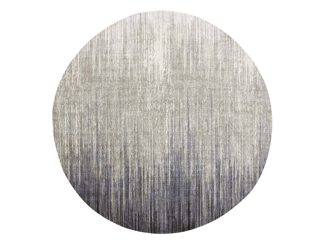 10'0" x 10'0" New Hand Knotted Grey Wool Round Oriental Rug - MOA10275251