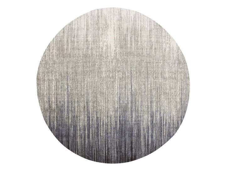 10'0" x 10'0" New Hand Knotted Grey Wool Round Oriental Rug - MOA10275251