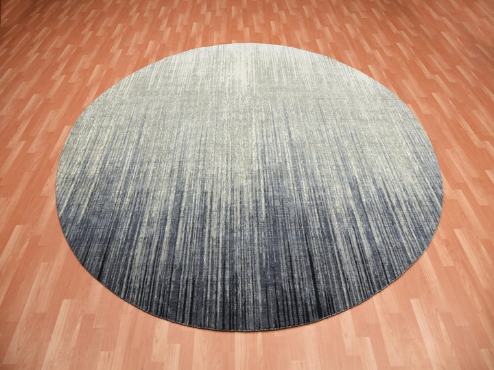 10'0" x 10'0" New Hand Knotted Grey Wool Round Oriental Rug - MOA10275251