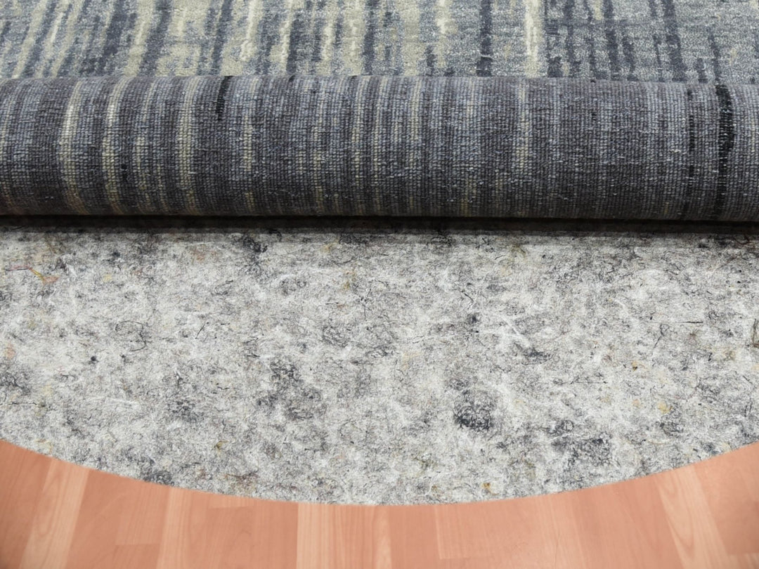 10'0" x 10'0" New Hand Knotted Grey Wool Round Oriental Rug - MOA10275251
