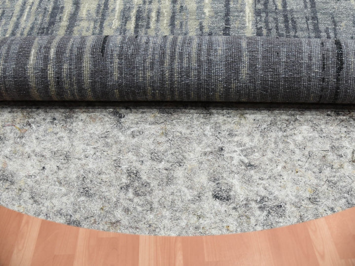 10'0" x 10'0" New Hand Knotted Grey Wool Round Oriental Rug - MOA10275251