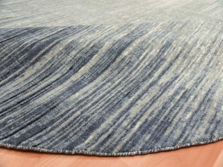 10'0" x 10'0" New Hand Knotted Grey Wool Round Oriental Rug - MOA10275251