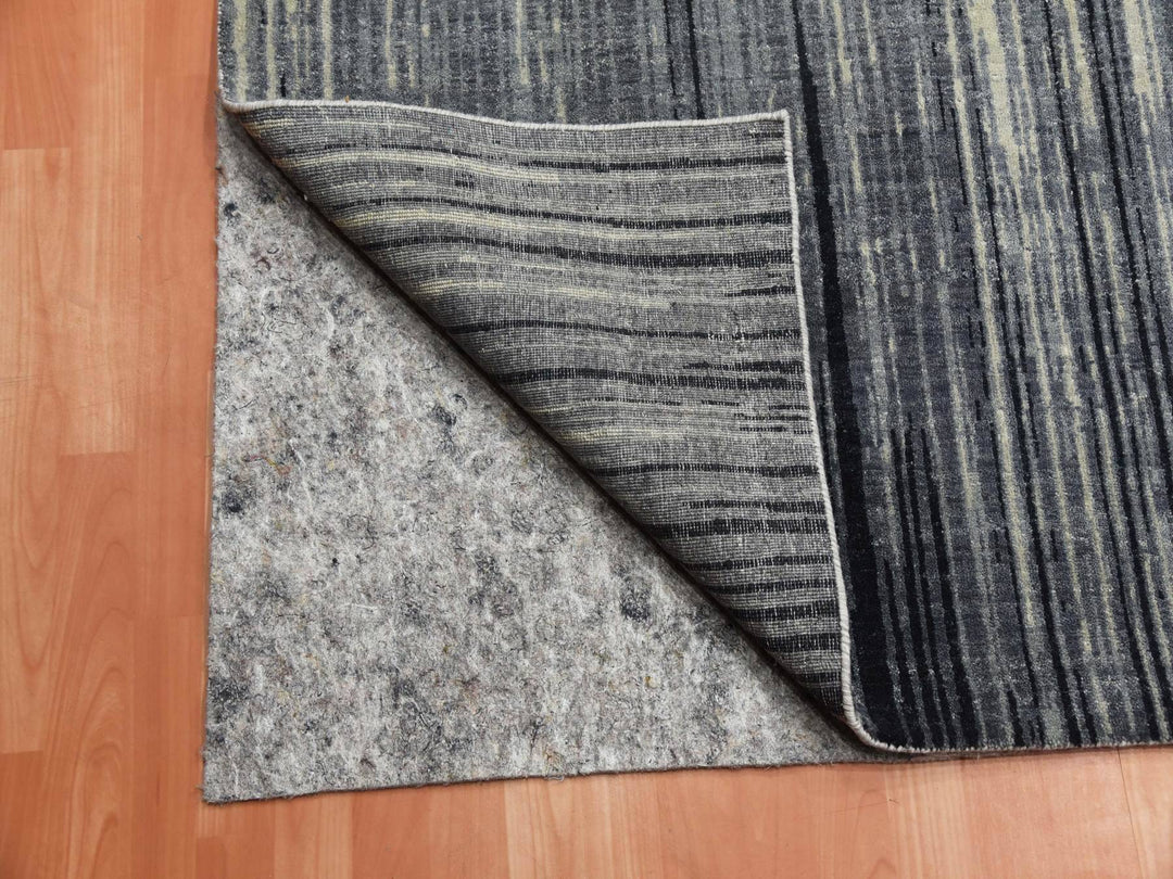 10'1" x 14'2" New Hand Knotted Grey Wool Rectangle Oriental Rug - MOA10275252