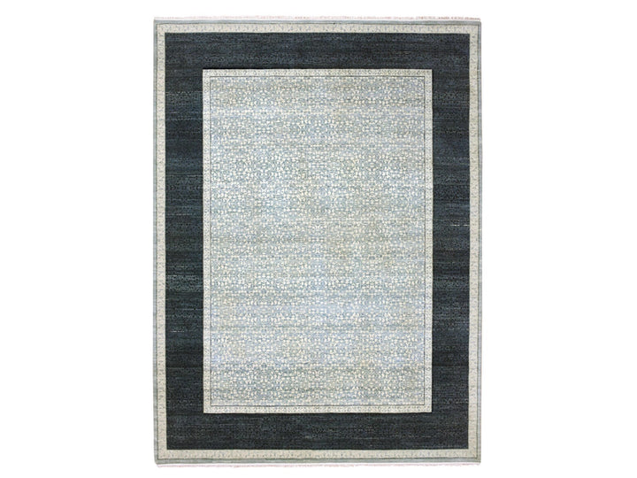 9'0" x 12'3" New Hand Knotted Blue Wool Rectangle Oriental Rug - MOA10275253
