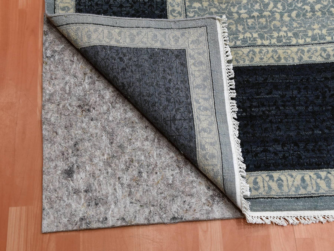 9'0" x 12'3" New Hand Knotted Blue Wool Rectangle Oriental Rug - MOA10275253