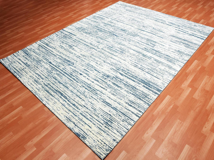 8'9" x 11'8" New Hand Knotted Ivory Wool & Silk Rectangle Oriental Rug - MOA10275255