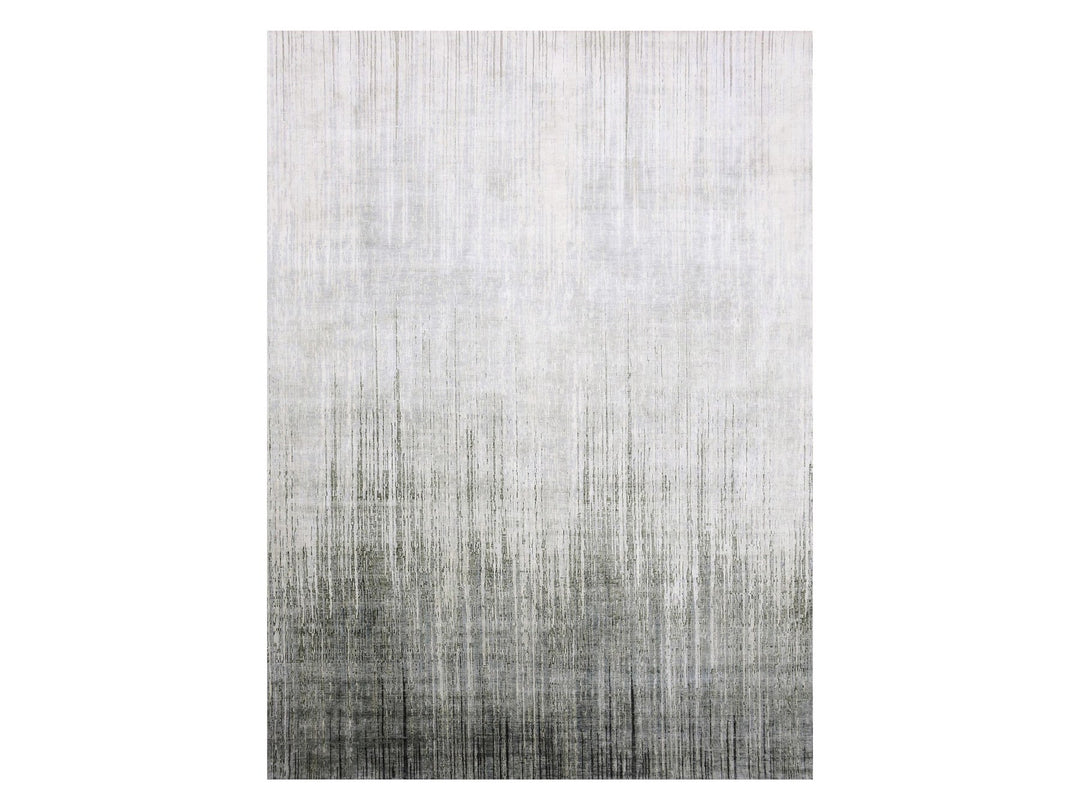 10'0" x 14'0" New Hand Knotted Grey Wool & Silk Rectangle Oriental Rug - MOA10275257