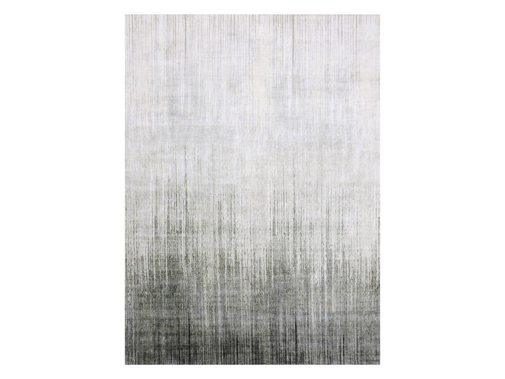 10'0" x 14'0" New Hand Knotted Grey Wool & Silk Rectangle Oriental Rug - MOA10275257