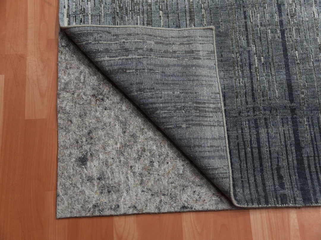 10'0" x 14'0" New Hand Knotted Grey Wool & Silk Rectangle Oriental Rug - MOA10275257
