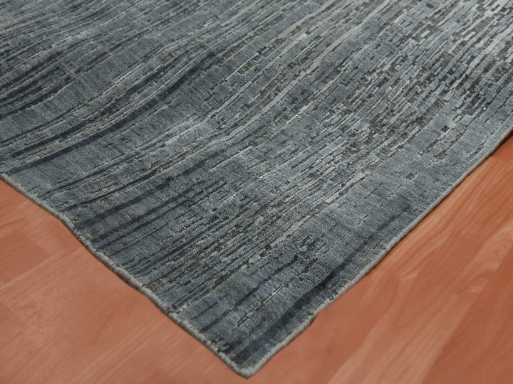 10'0" x 14'0" New Hand Knotted Grey Wool & Silk Rectangle Oriental Rug - MOA10275257
